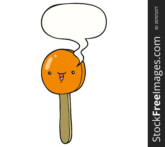 cartoon lollipop with speech bubble. cartoon lollipop with speech bubble