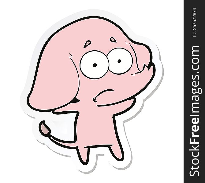 Sticker Of A Cartoon Unsure Elephant