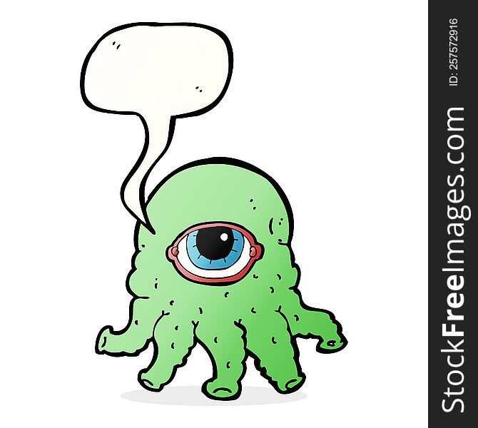 cartoon alien head with speech bubble