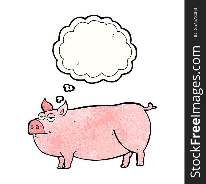 freehand drawn thought bubble textured cartoon huge pig