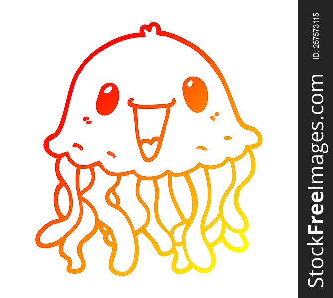 warm gradient line drawing of a cartoon jellyfish