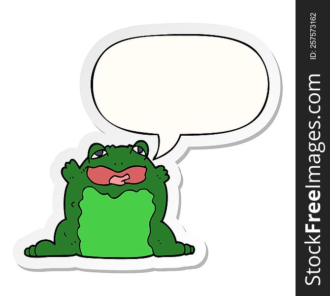 Cartoon Toad And Speech Bubble Sticker