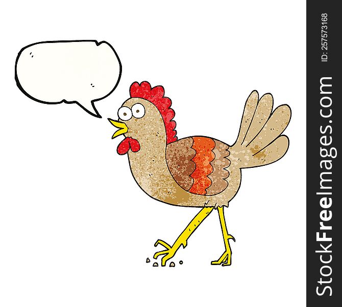 freehand speech bubble textured cartoon chicken