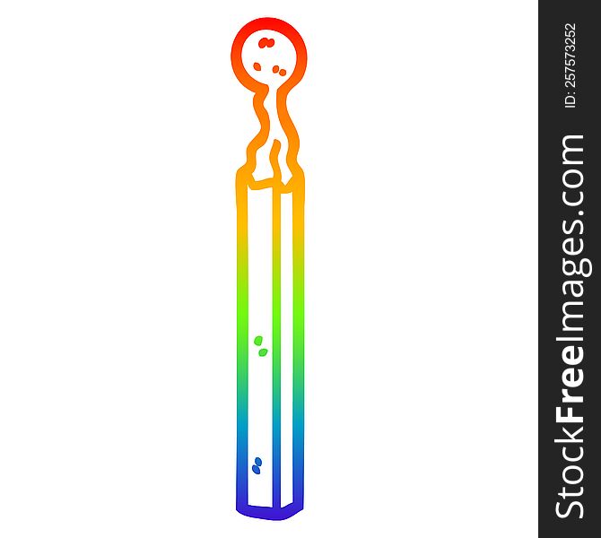 rainbow gradient line drawing cartoon burnt match