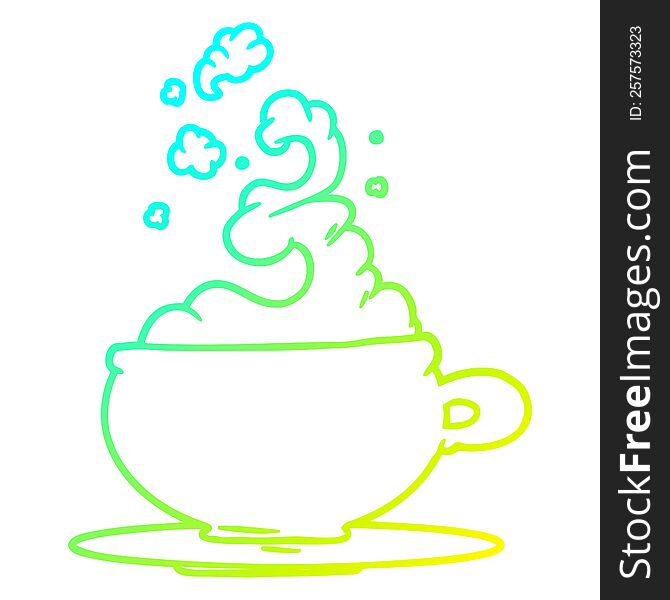 Cold Gradient Line Drawing Hot Cup Of Tea Cartoon