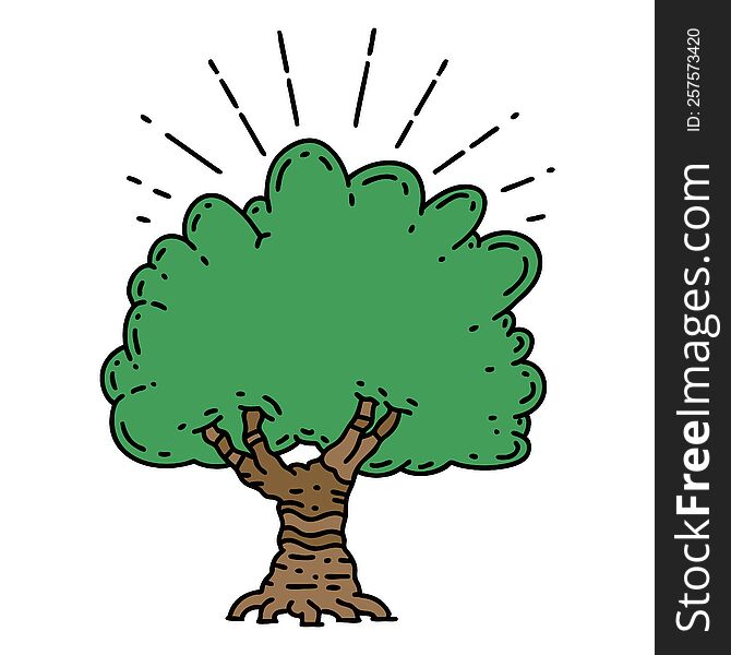 illustration of a traditional tattoo style tree