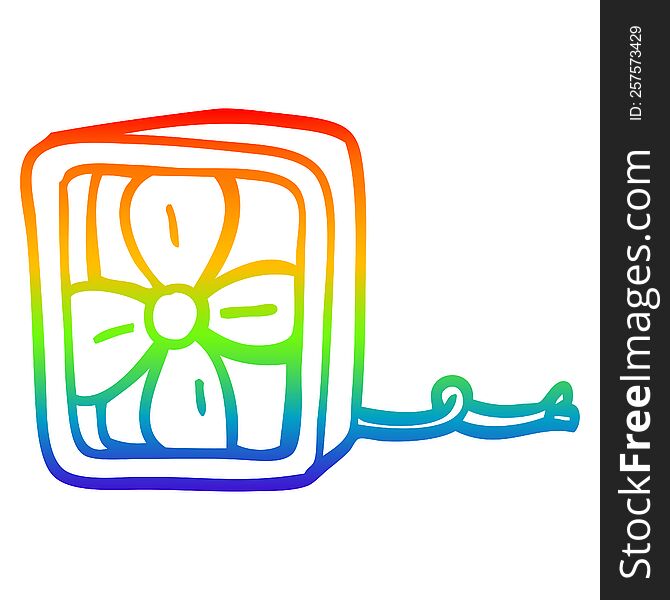 rainbow gradient line drawing of a cartoon electric fan