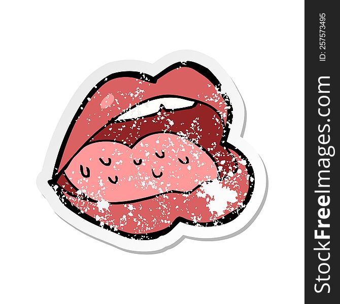 retro distressed sticker of a cartoon open mouth