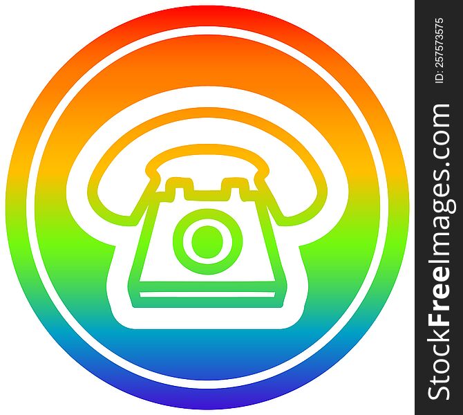 old telephone circular icon with rainbow gradient finish. old telephone circular icon with rainbow gradient finish