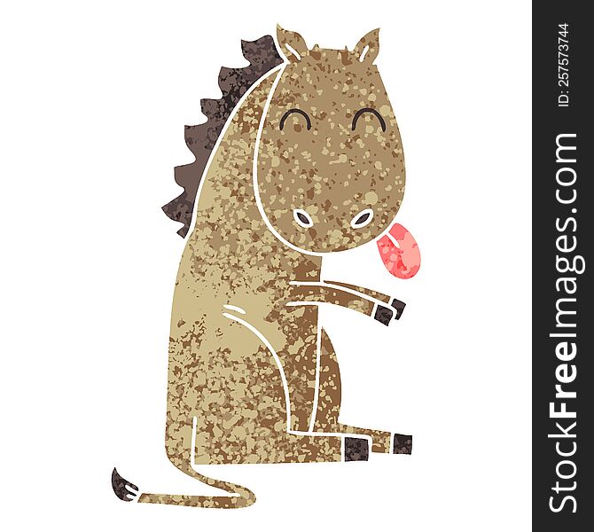 Quirky Retro Illustration Style Cartoon Horse