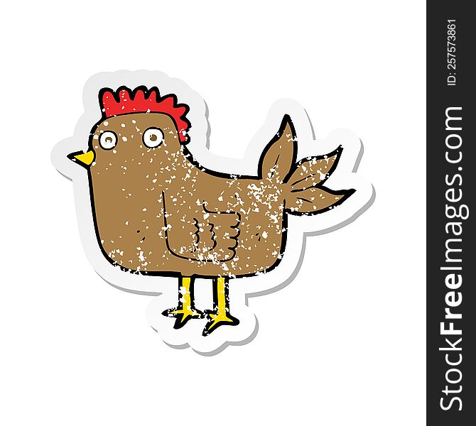 retro distressed sticker of a cartoon hen