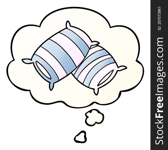 cartoon pillows and thought bubble in smooth gradient style