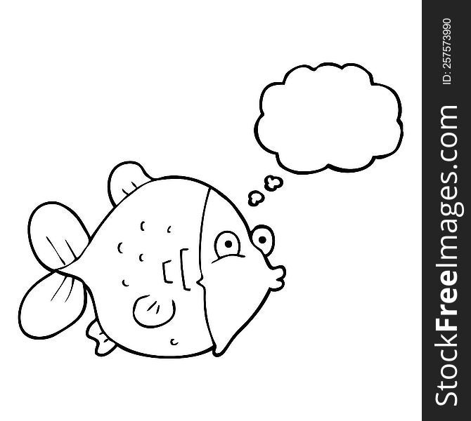 freehand drawn thought bubble cartoon funny fish