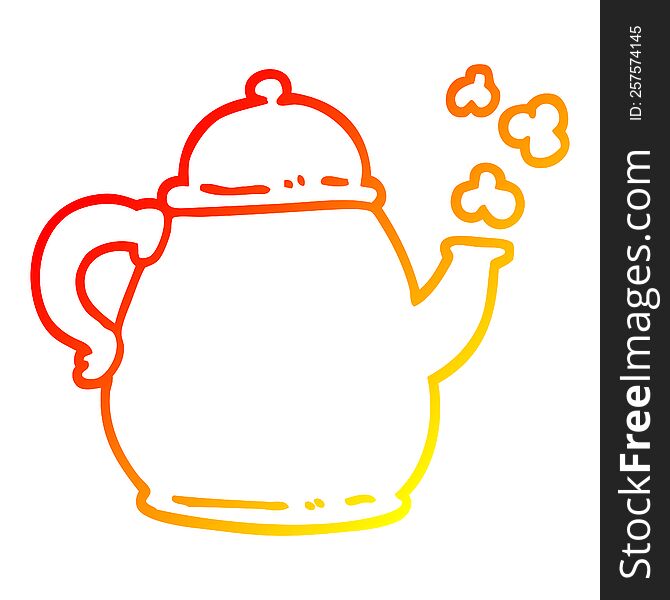 warm gradient line drawing of a cartoon tea po