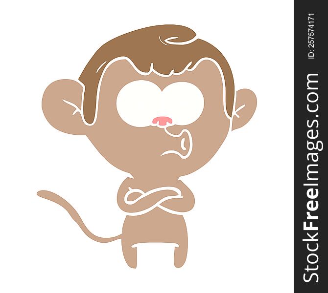 Flat Color Style Cartoon Surprised Monkey