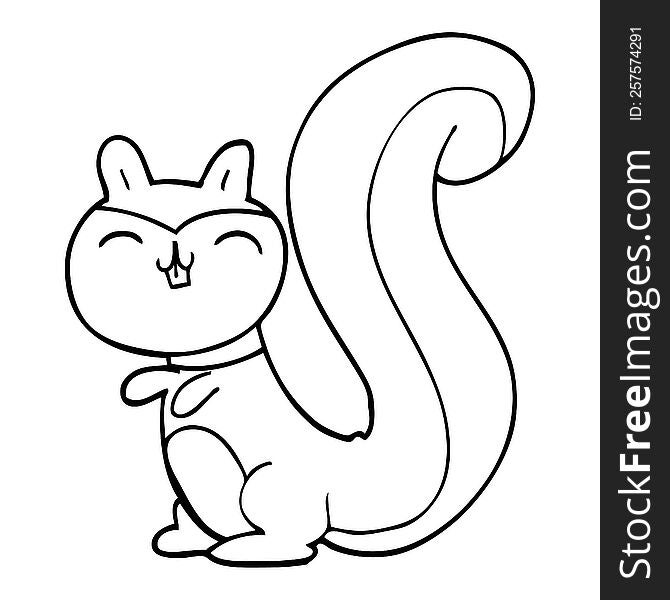 line drawing cartoon happy squirrel