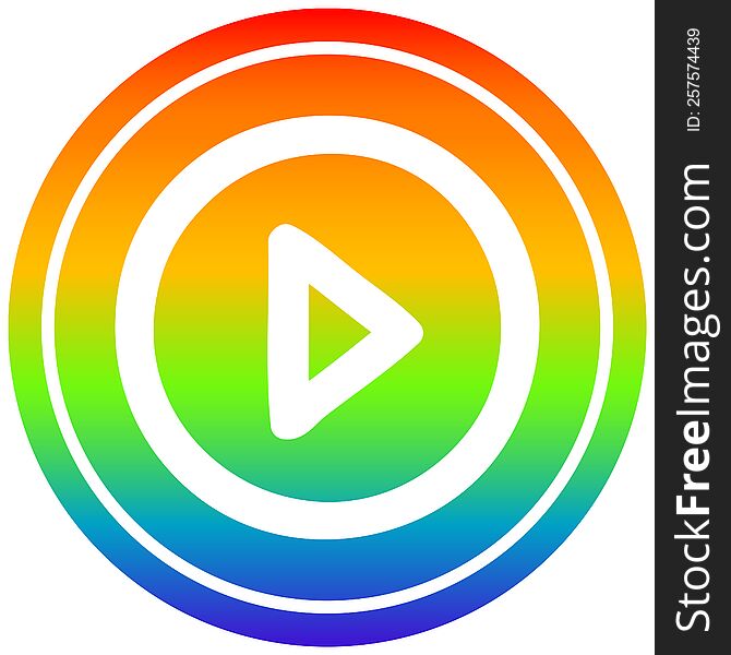 Play Button Circular In Rainbow Spectrum