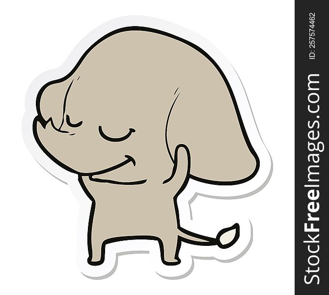 Sticker Of A Cartoon Smiling Elephant