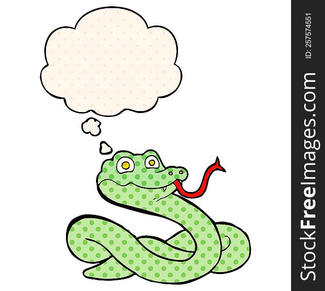 Cartoon Snake And Thought Bubble In Comic Book Style