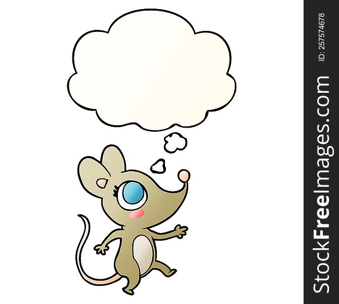 Cartoon Mouse And Thought Bubble In Smooth Gradient Style