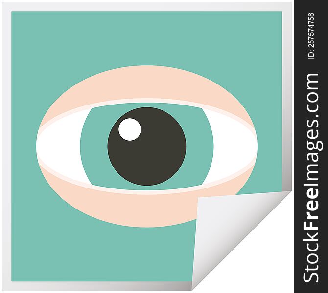 staring eye graphic vector illustration square sticker. staring eye graphic vector illustration square sticker