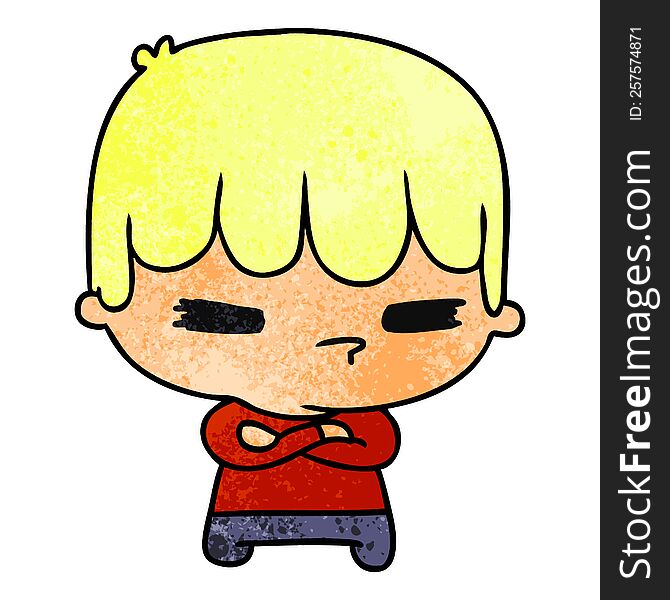 textured cartoon illustration of a kawaii cute cross boy. textured cartoon illustration of a kawaii cute cross boy