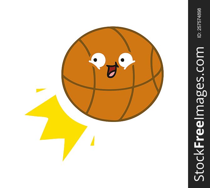 Flat Color Retro Cartoon Basketball