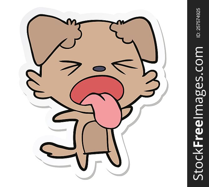 Sticker Of A Cartoon Disgusted Dog