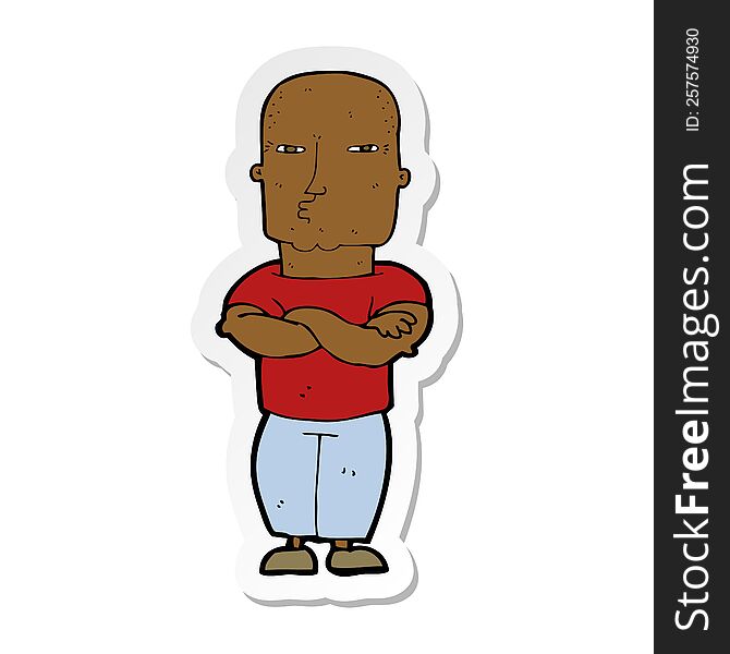 Sticker Of A Cartoon Tough Guy