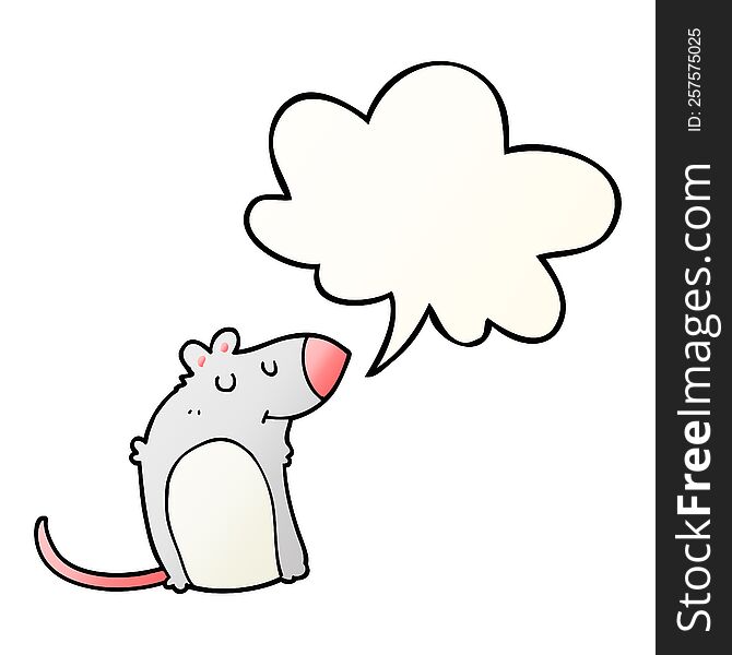 cartoon fat rat with speech bubble in smooth gradient style