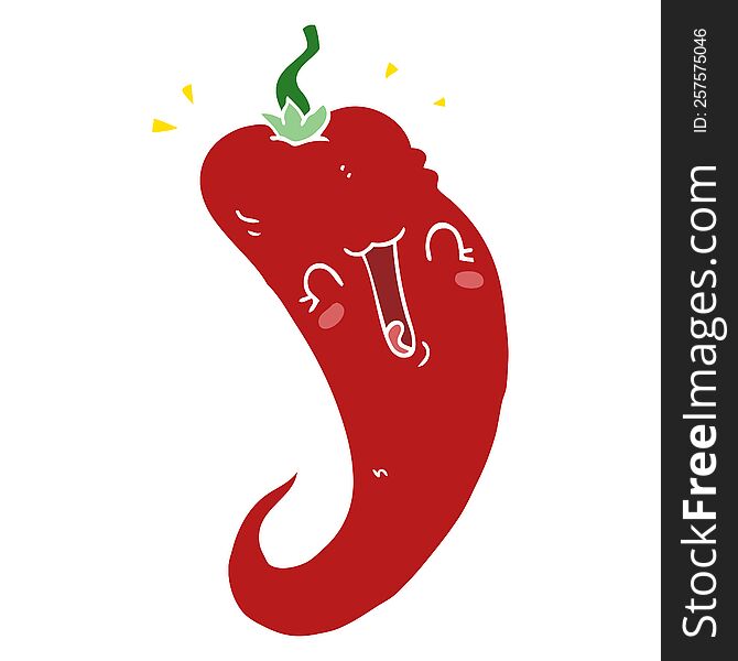 flat color style cartoon chili pepper