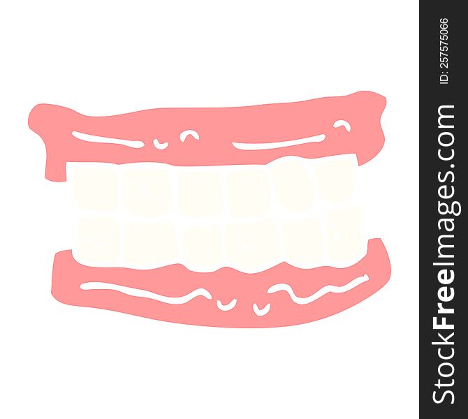 flat color illustration cartoon false teeth