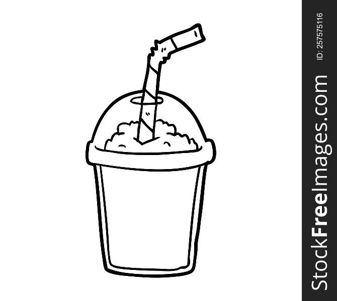 line drawing of a iced smoothie. line drawing of a iced smoothie