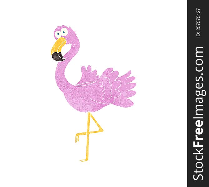 retro cartoon flamingo