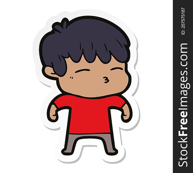 Sticker Of A Cartoon Curious Boy