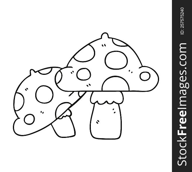 line drawing quirky cartoon toadstools. line drawing quirky cartoon toadstools
