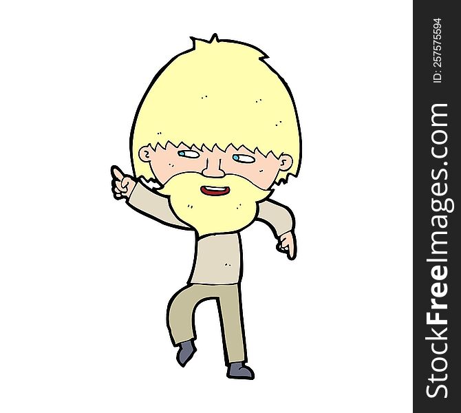 Cartoon Bearded Man Pointing And Laughing