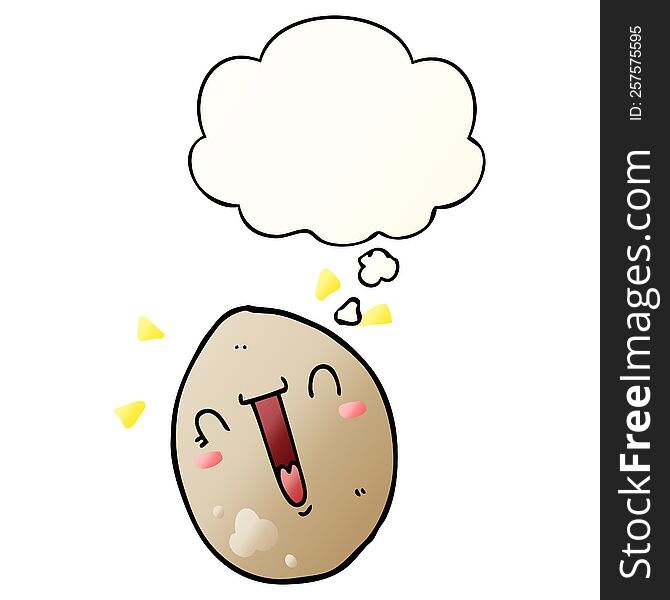 Cartoon Happy Egg And Thought Bubble In Smooth Gradient Style