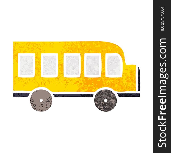 Retro Illustration Style Cartoon School Bus