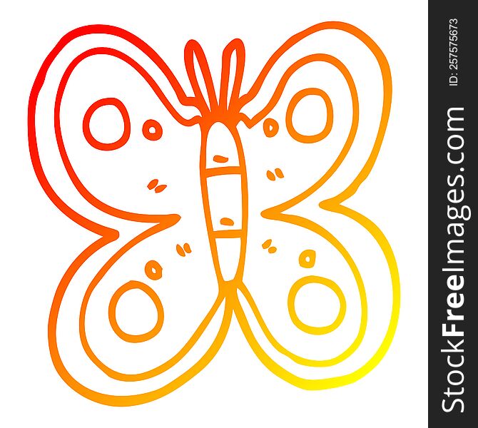 warm gradient line drawing of a cartoon huge butterfly
