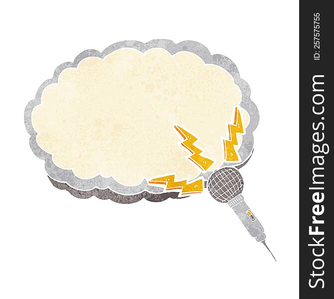 cartoon microphone and space for text cloud