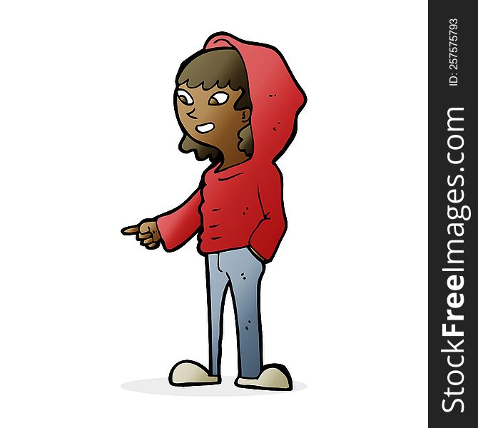 cartoon pointing teenager