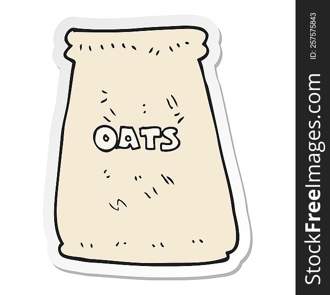 Sticker Of A Cartoon Bag Of Oats