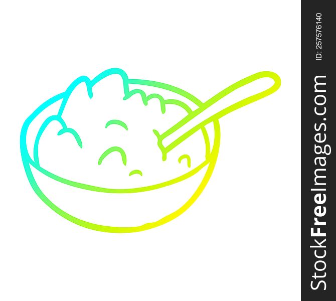cold gradient line drawing of a bowl of porridge