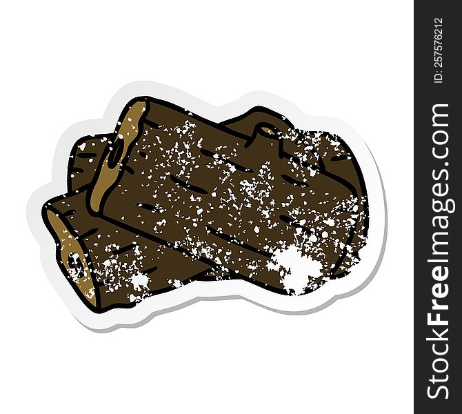 Distressed Sticker Of A Quirky Hand Drawn Cartoon Log