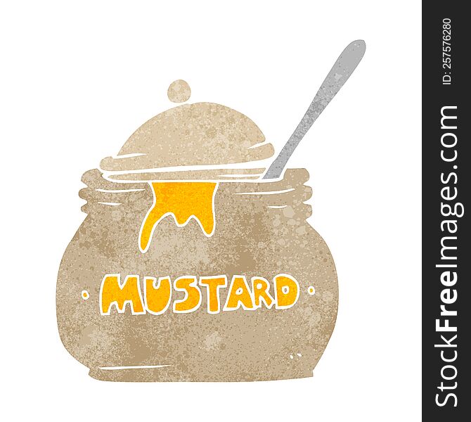 freehand retro cartoon mustard pot