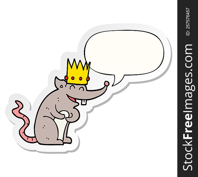 cartoon rat king laughing with speech bubble sticker