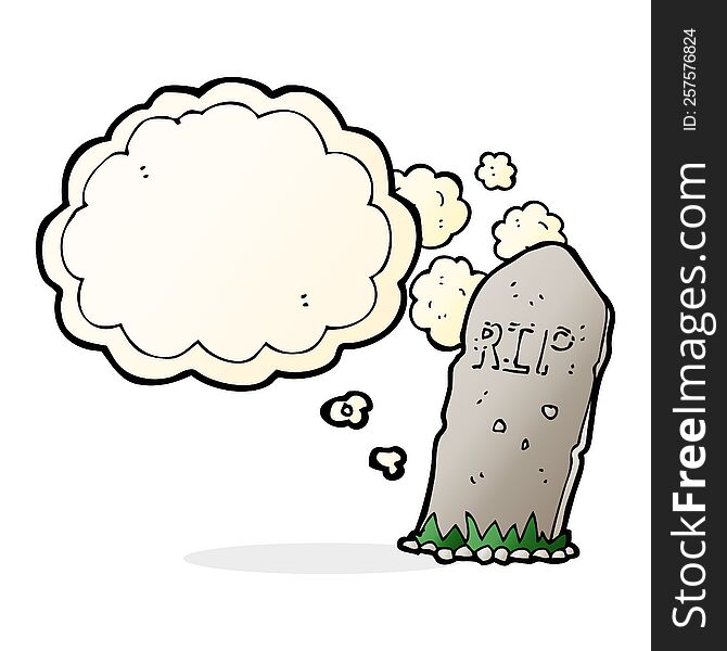 Cartoon Spooky Grave With Thought Bubble