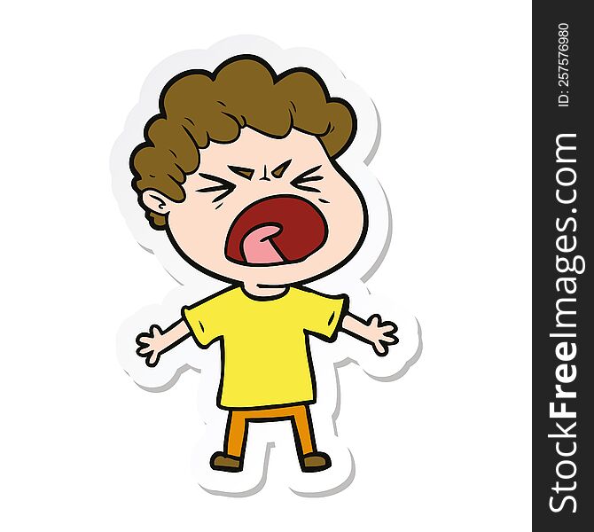 sticker of a cartoon furious man