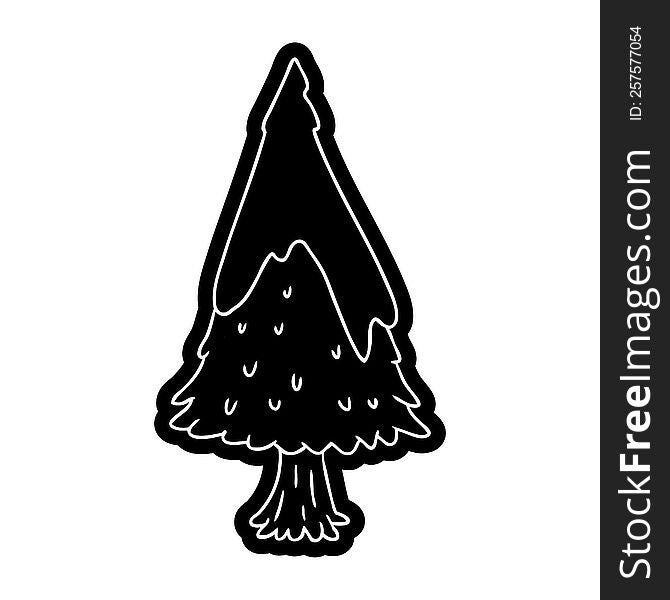 Cartoon Icon Drawing Single Snow Covered Tree